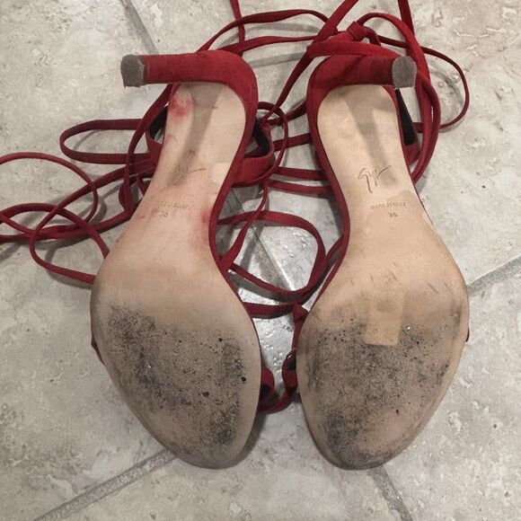 Giuseppe Zanotti Thais 105mm Sandals Size 36 Crystal Embellished Red Designer - Picture 9 of 11